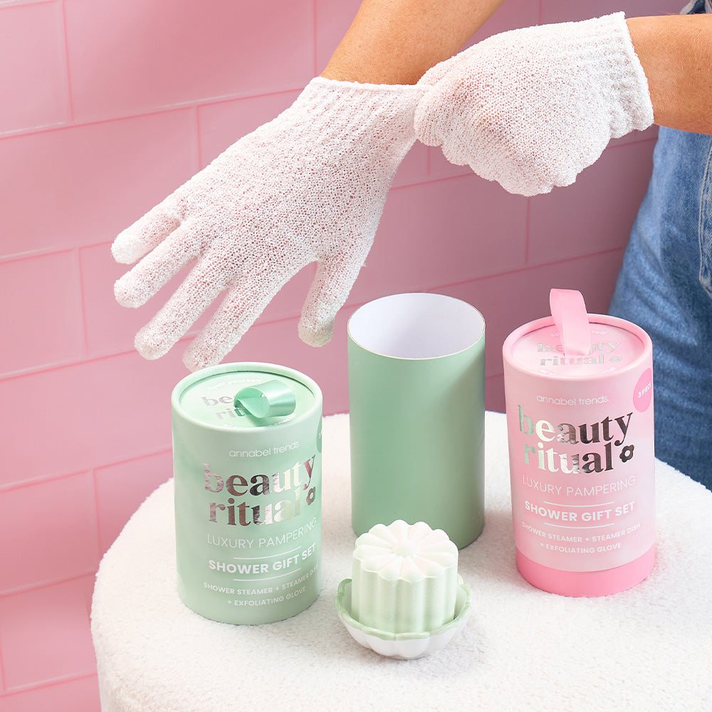 Annabel Trends Beauty Ritual Shower Set - moss and pink
