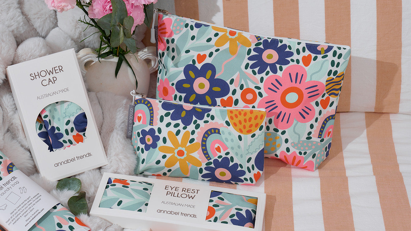 garden love cotton cosmetic bags shower cap eye rest pillow