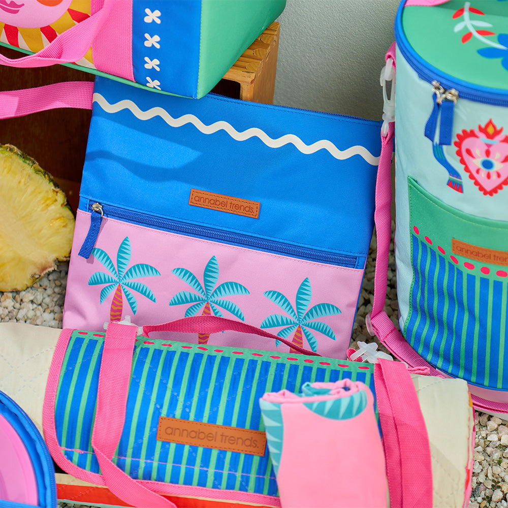 Annabel Trends fiesta beach pouch, picnic mat and barrel bag