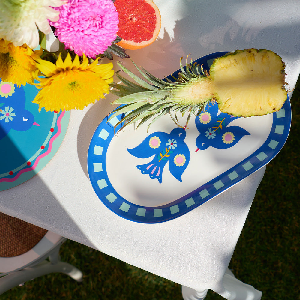 Annabel Trends Fiesta table setting with fiesta serving platter,