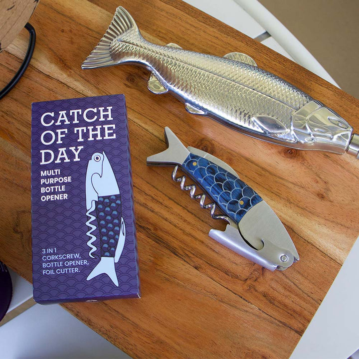 fish shaped bottle opener and hip flask