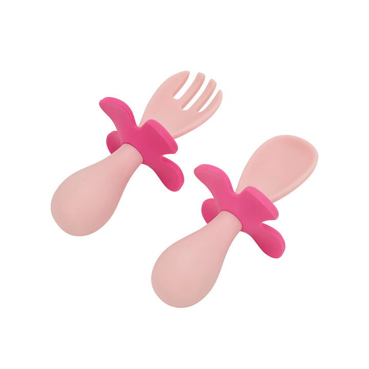 annabel trends flower fork and spoon set pink