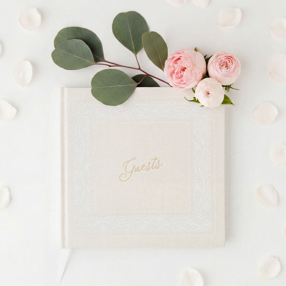 white guest book journal