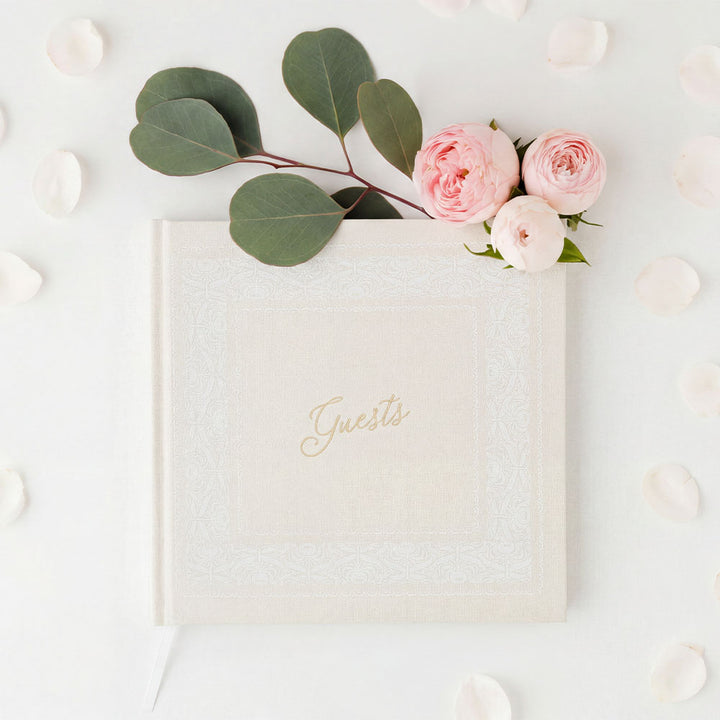 white guest book journal