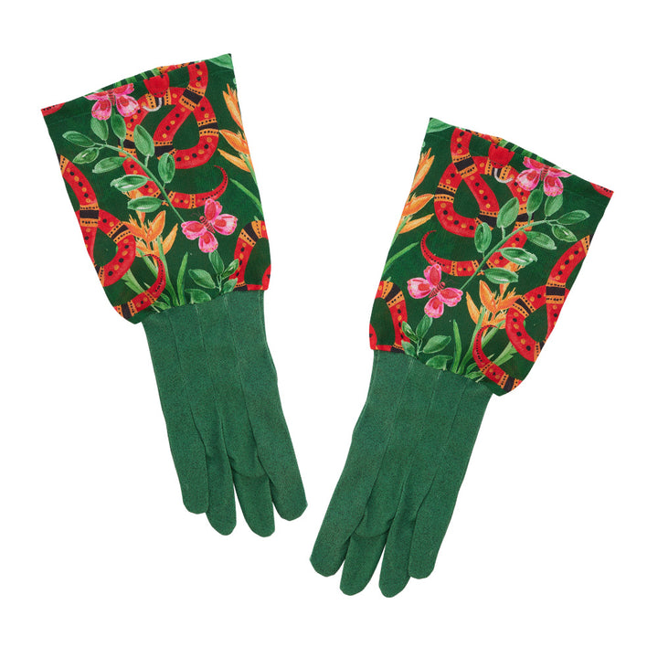 Long Sleeve Garden Gloves - Linen - Jungle Snake