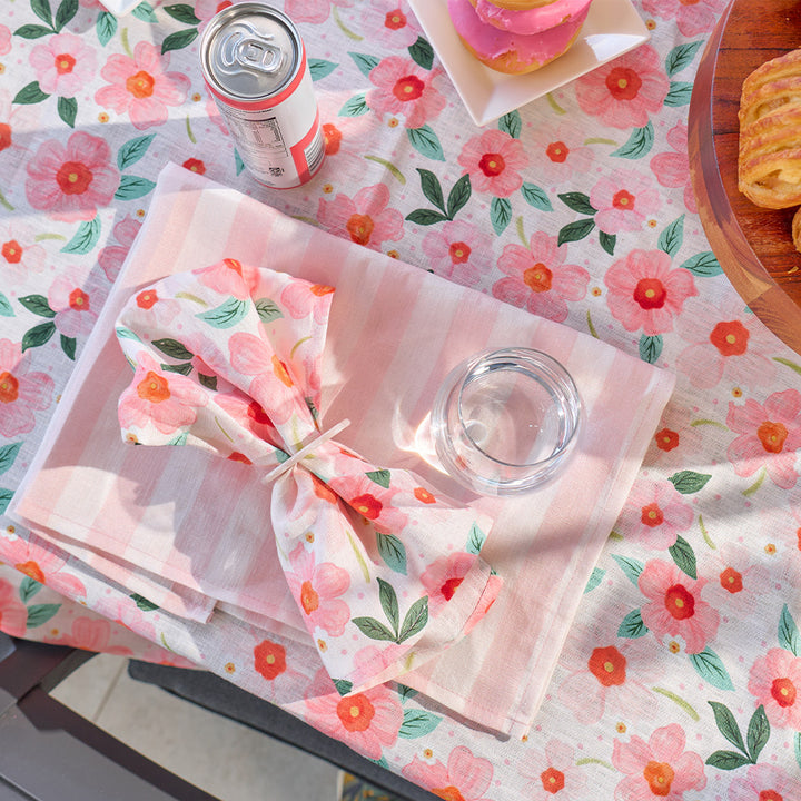 Napkin Set - Linen - Pink Stripe