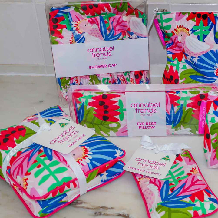 Colorful home goods set with 'annabel Trends' branding on a white surface.