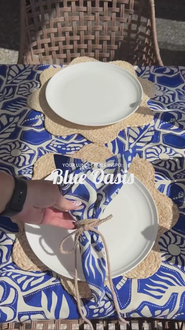 Tablecloth - Linen Cotton - Blue Oasis - Medium 138cm x 240cm