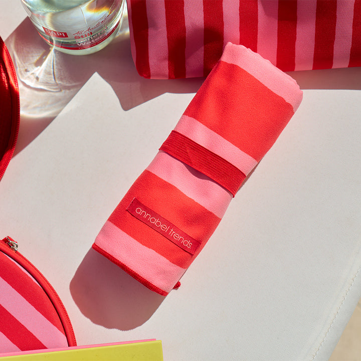 Annabel trends red stripe beach towel
