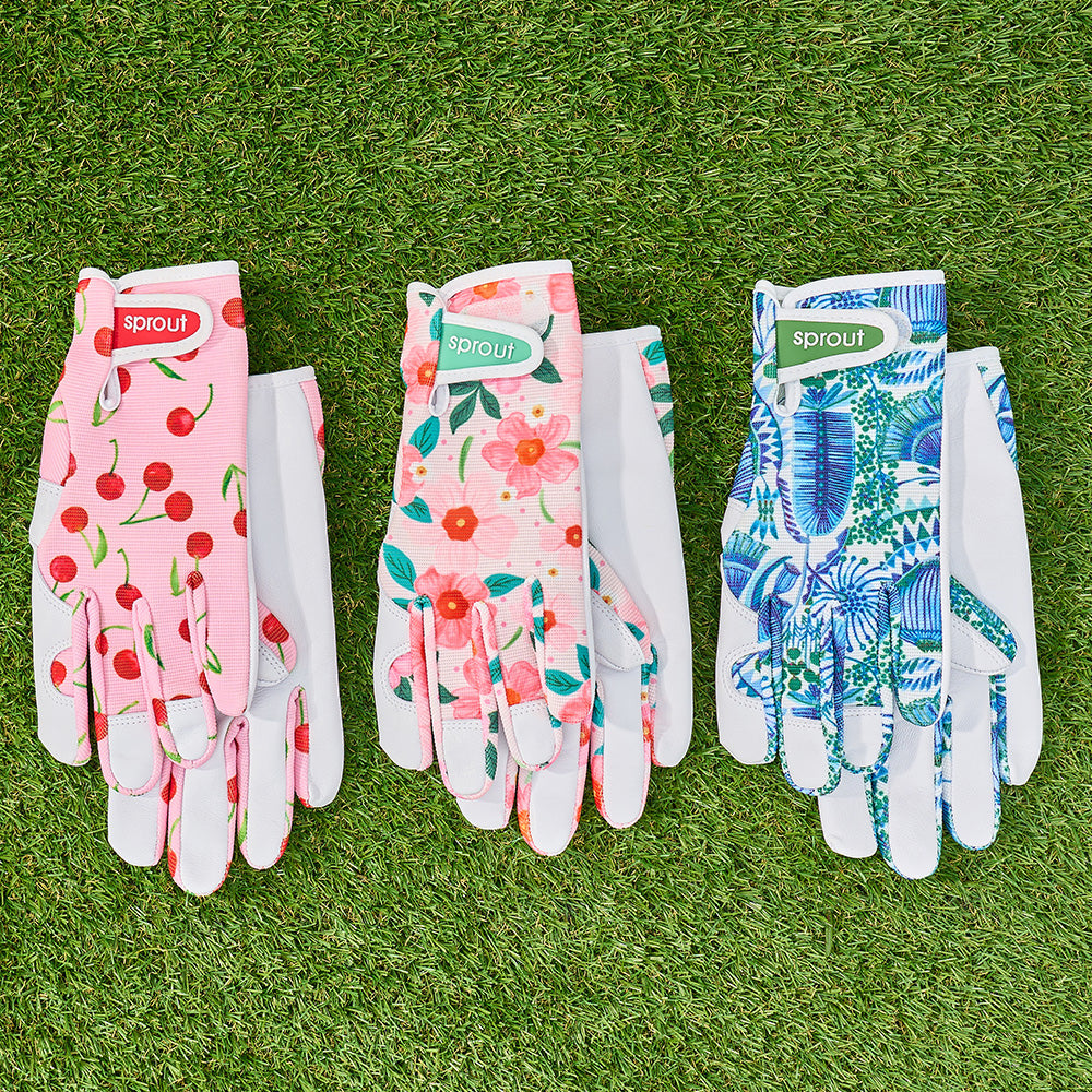 Sprout Goatskin Gloves - Printed Design
