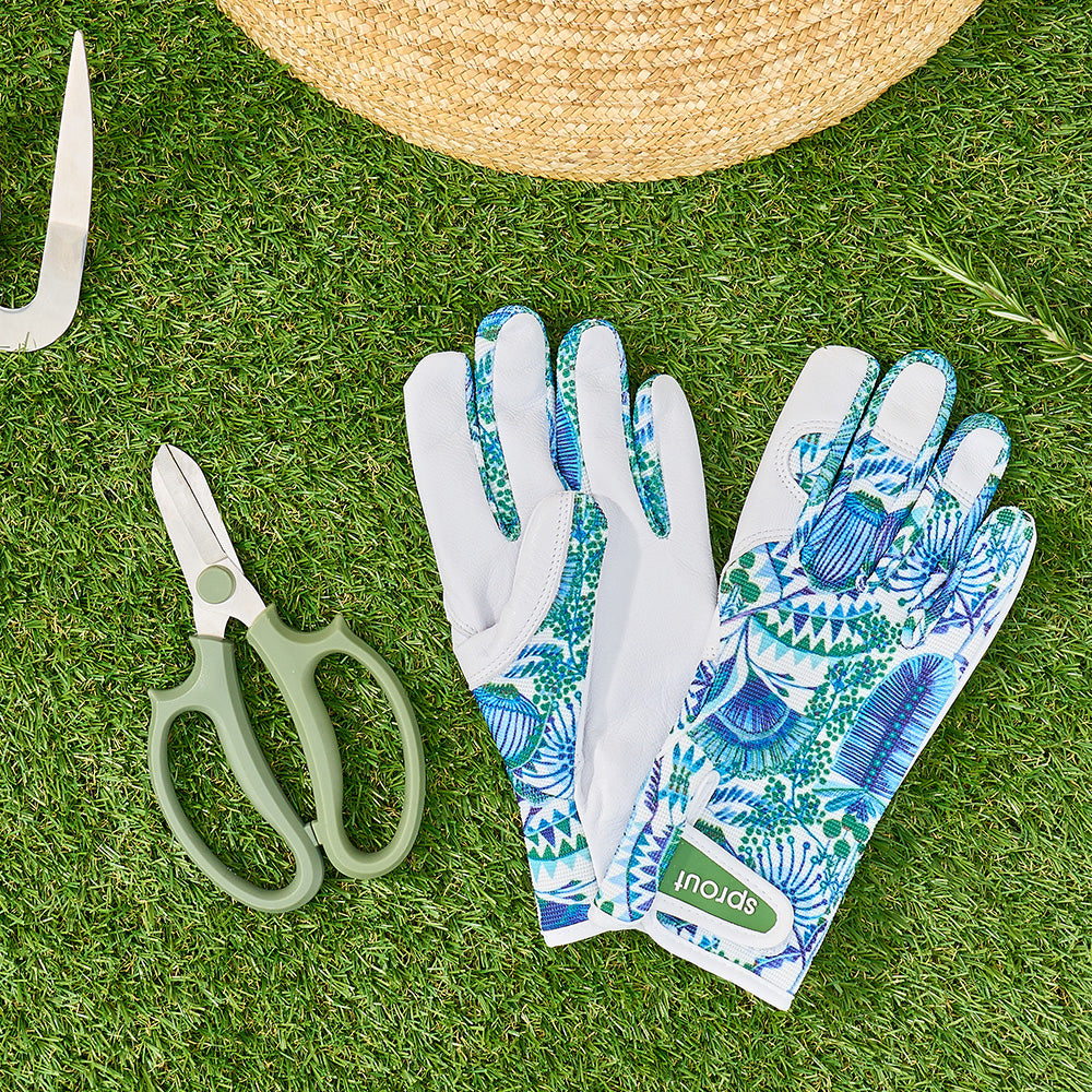 Sprout Goatskin Gloves - Printed Design