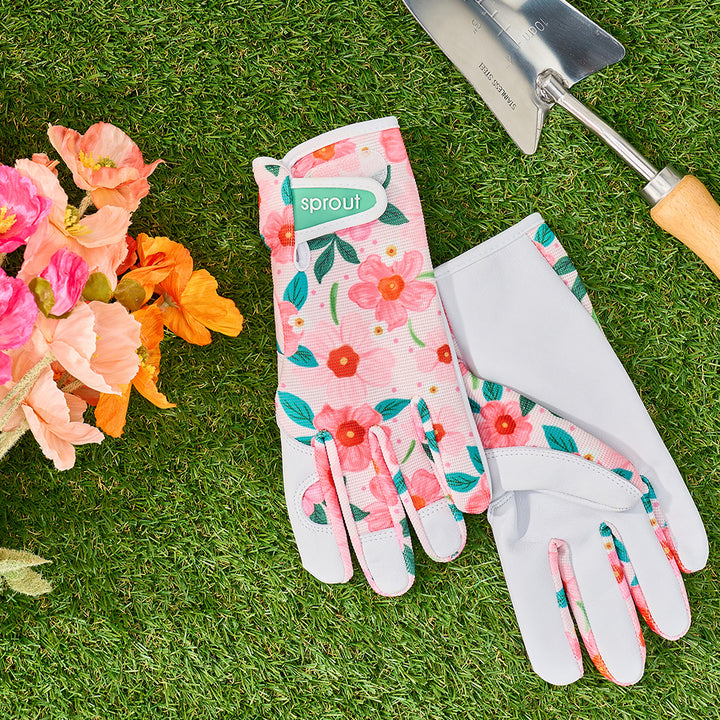 Sprout Goatskin Gloves - Printed Design