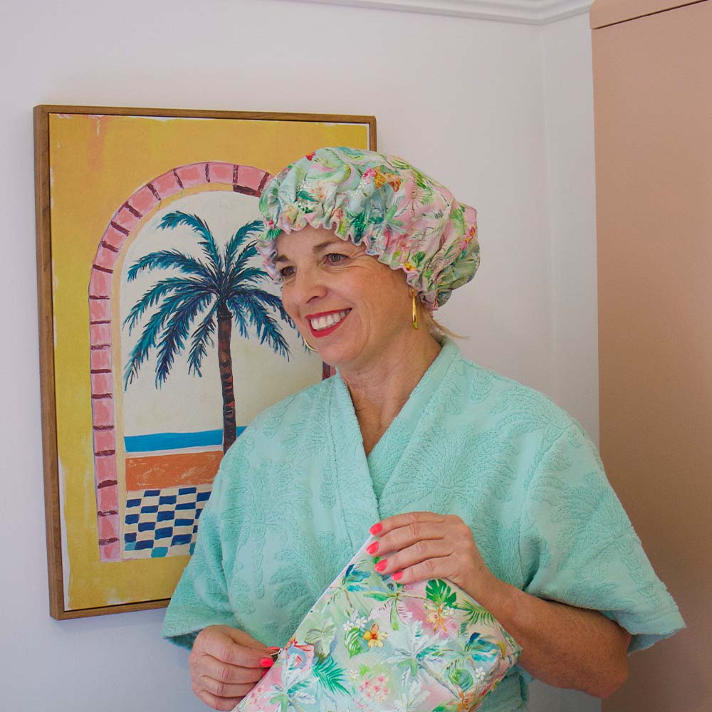 Shower Cap - Linen Cotton - Tiki Island