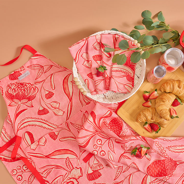 annabel trends trailing natives linen tea-towel, napkins, apron