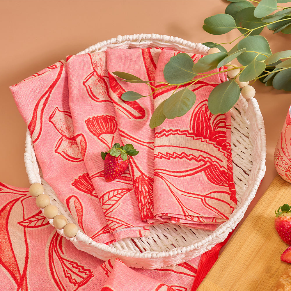 annabel trends trailing natives linen tea-towel, napkins