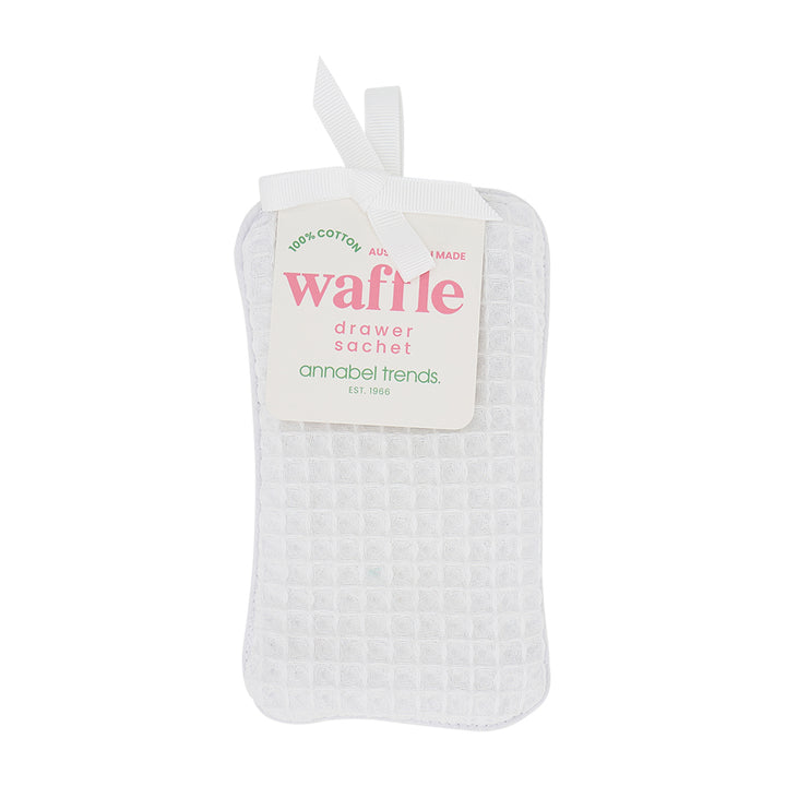 White waffle-textured drawer sachet with 'annabel Trends' label on a white background