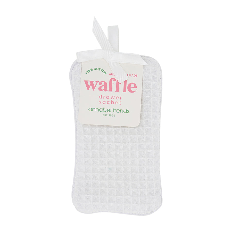 White waffle-textured drawer sachet with 'annabel Trends' label on a white background