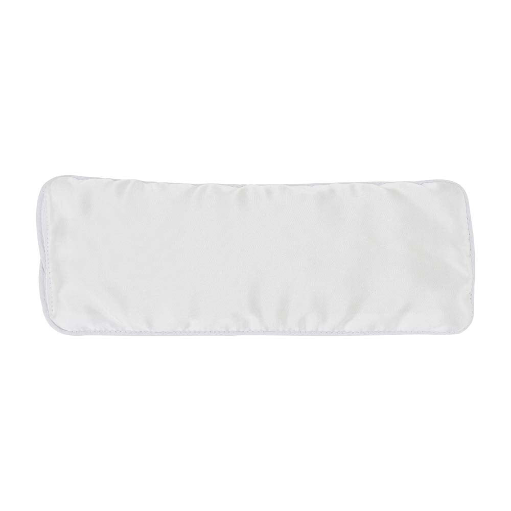 Rectangular white Eye rest pillow backview on a white background