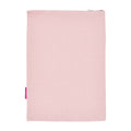 Pink waffle textured laundry bag with a zipper on a white background