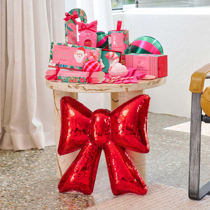 Xmas Disco Door Bow - Red