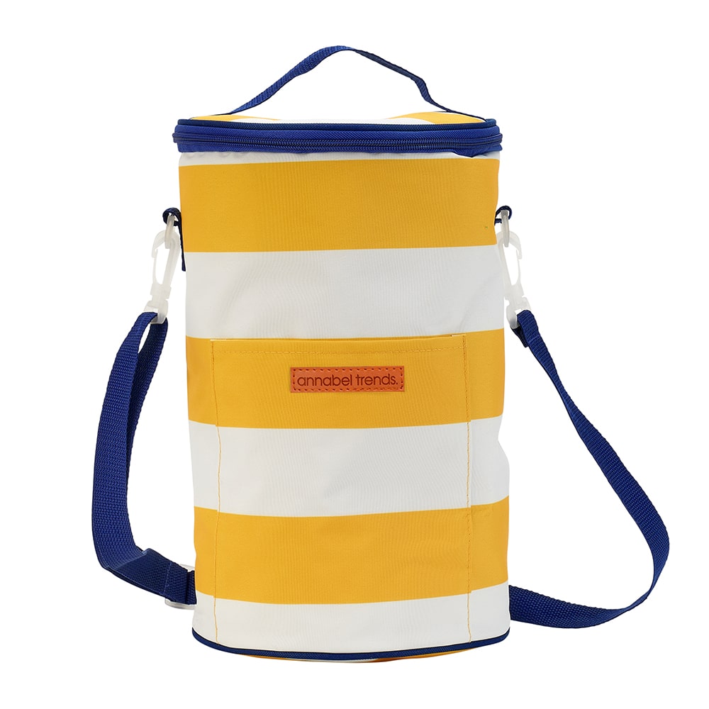 Picnic Cooler Bag - Tall Barrel - Yellow Stripe
