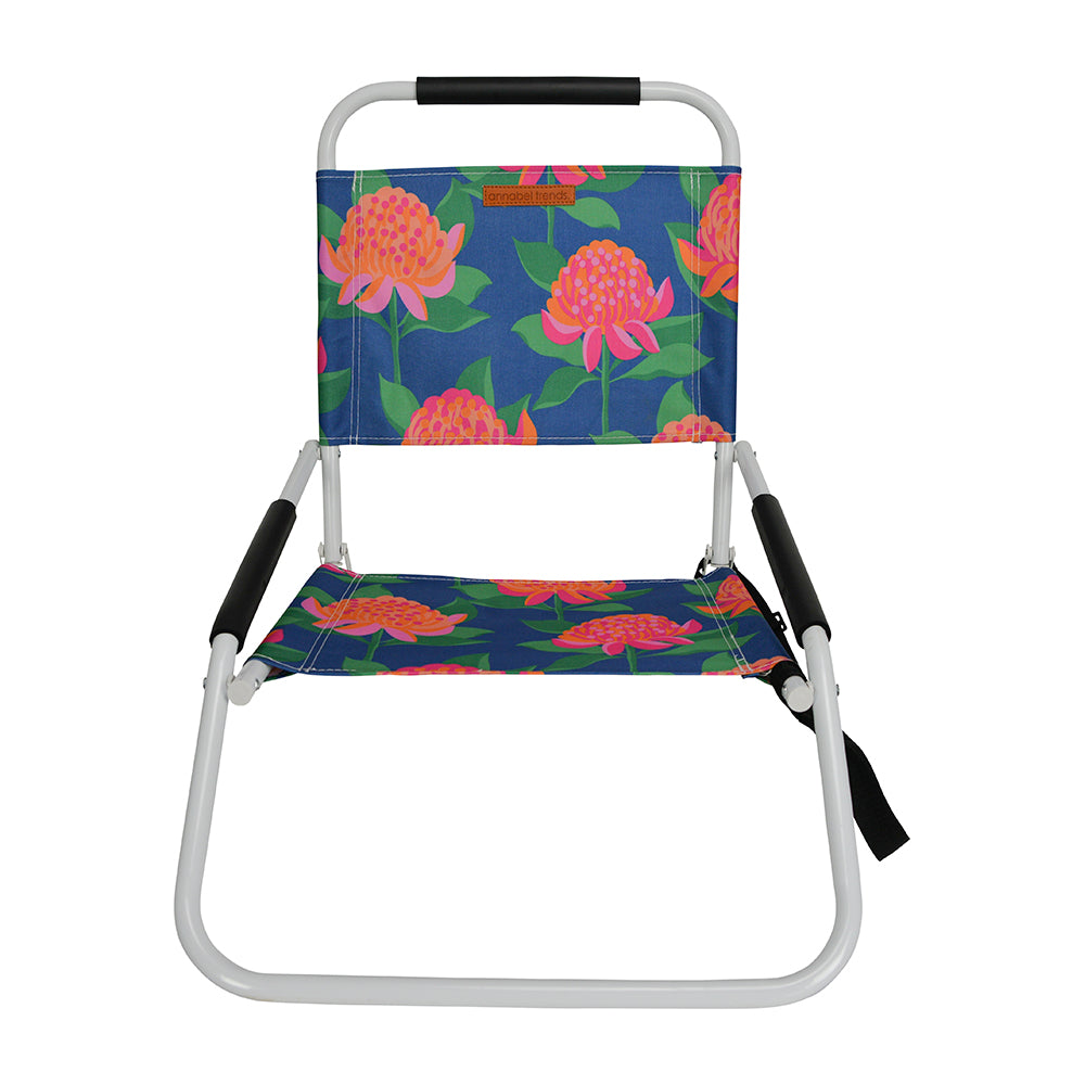 beach chair in bright waratah design