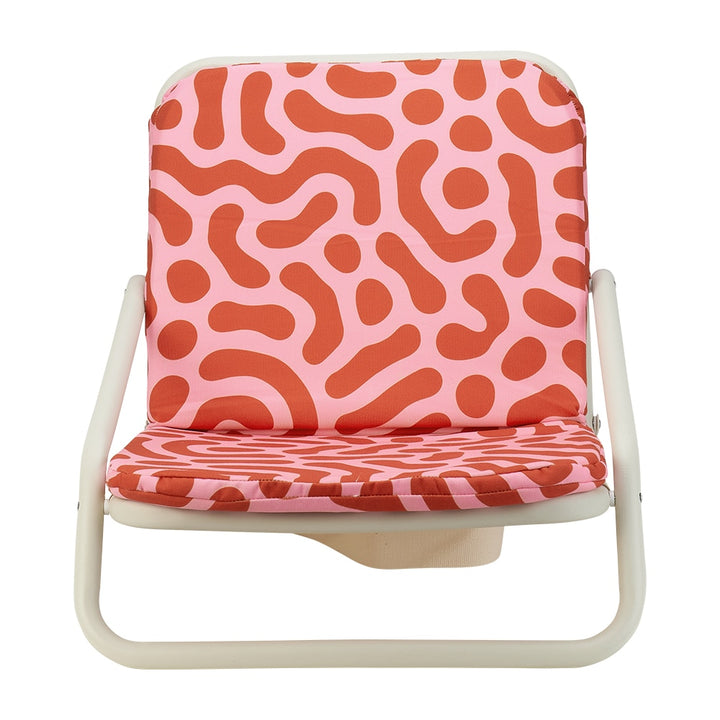 Deluxe Beach Chair - Red Squiggle