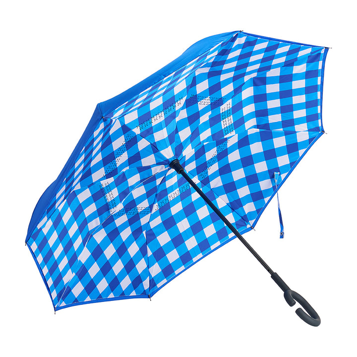 Reverse Umbrella - cobalt check