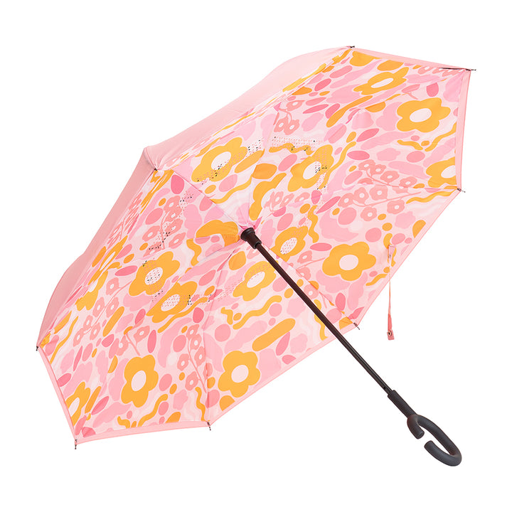 floral puzzle pink Reverse Umbrella