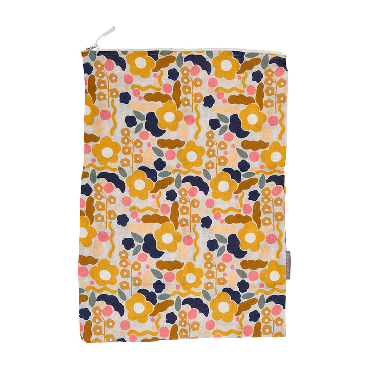 Laundry Bag - Linen - Floral Puzzle Mustard