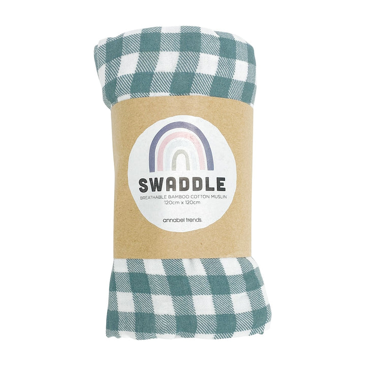 Baby muslin Swaddle - gingham Olive