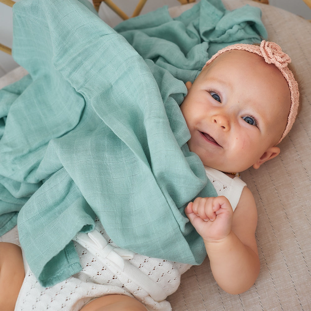 Blue muslin deals swaddle