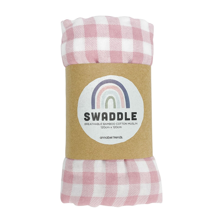 Baby muslin Swaddle - gingham pink