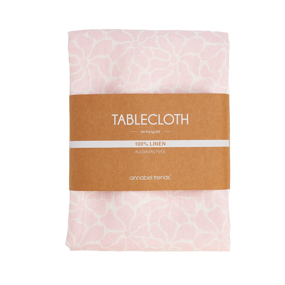 Tablecloth - Linen - Pink Petal Floral - Medium 138cm x 240cm
