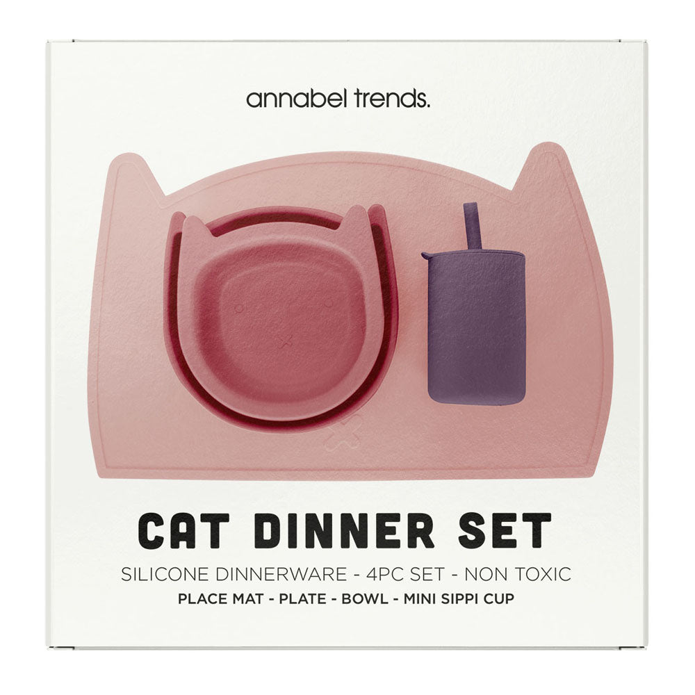 Silicone 4pc  Dinner Set - Cat
