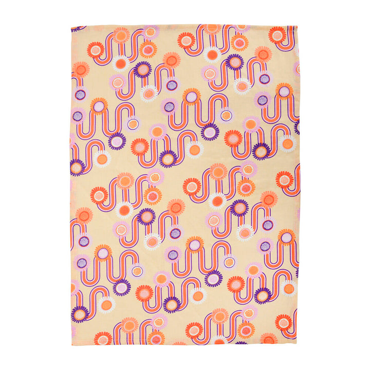 Tea Towel - Linen - Groovy Rainbows