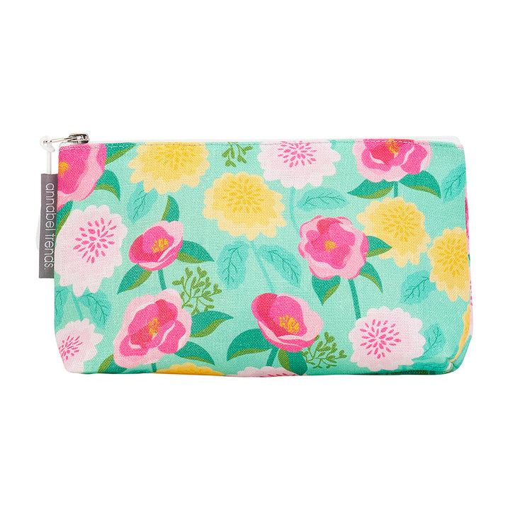 Cosmetic Bag - Linen - Small - Camellias Mint