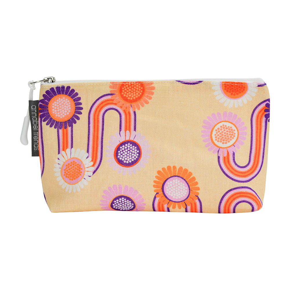 Cosmetic Bag - Linen - Small - Groovy Rainbows