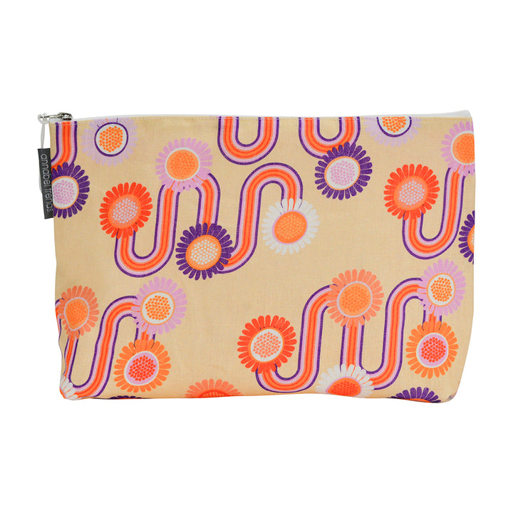 Cosmetic Bag - Linen - Large - Groovy Rainbows