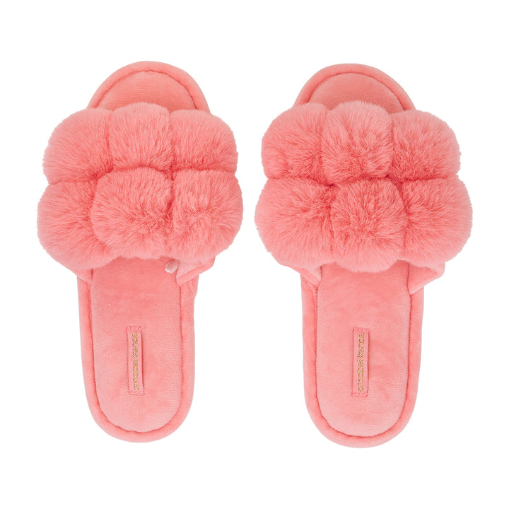 Pom Pom Slippers - Cosy Luxe - Coral Pink