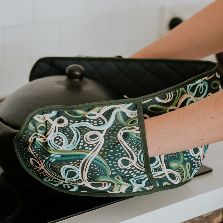 Double Oven Mitt - Linen - Sherbet Poppies