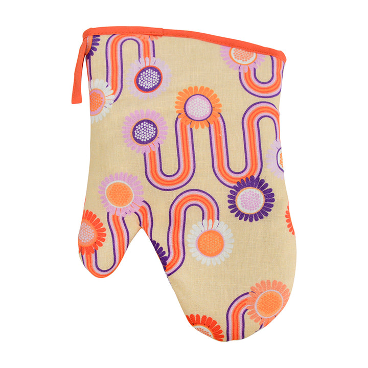 Oven Mitt - Single - Linen - Groovy Rainbows