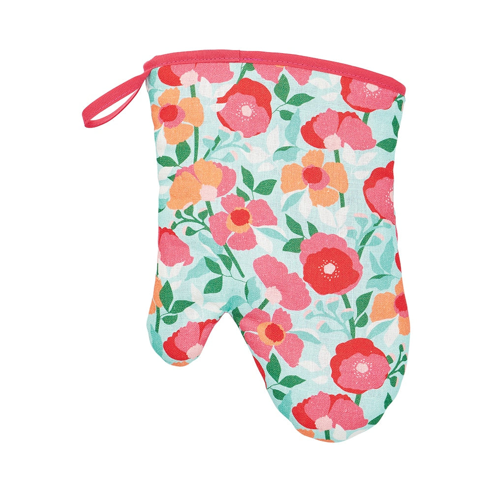 Oven Mitt - Single - Linen - Sherbet Poppies