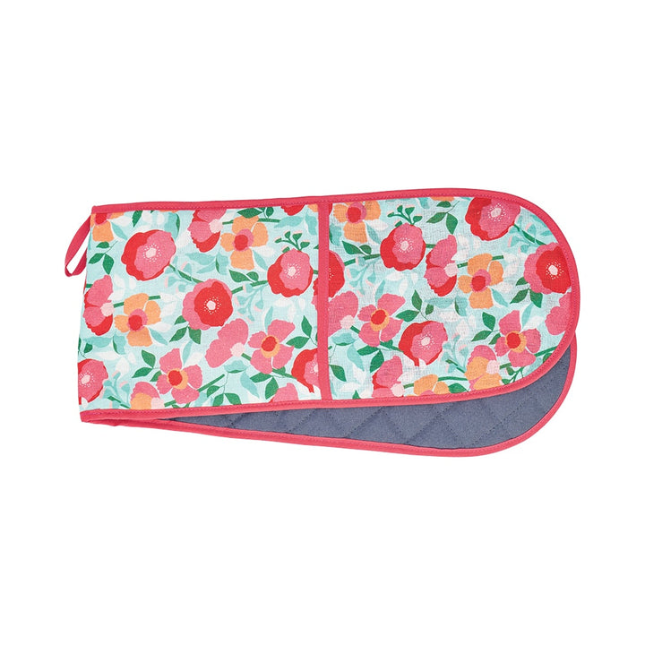 Double Oven Mitt - Linen - Sherbet Poppies