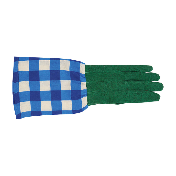 Long Sleeve Garden Gloves - Linen - Cobalt Check