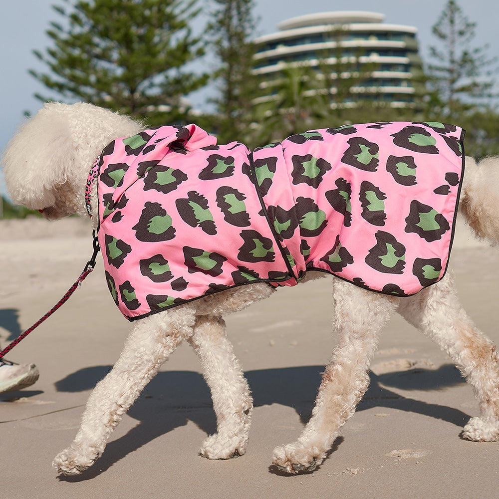 Hot Dog - Beach Hoodie Towel - Pink Ocelot