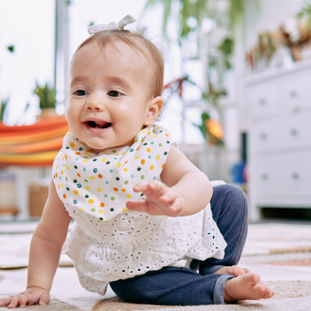 Baby's Bandana Bib. Linen, Amalfi Spot