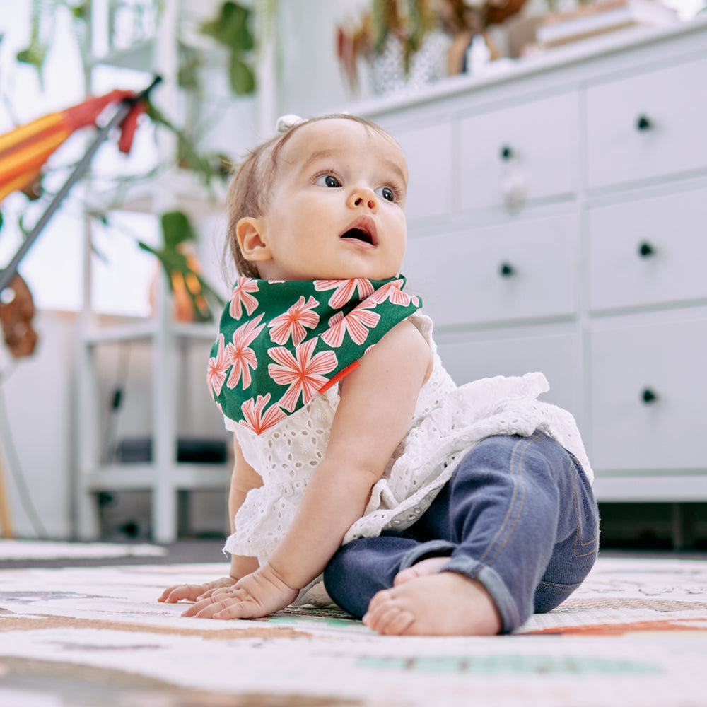 Bandana Bib - Cotton - Bold Blooms