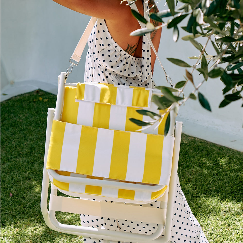 Deluxe Beach Chair - Yellow Stripe