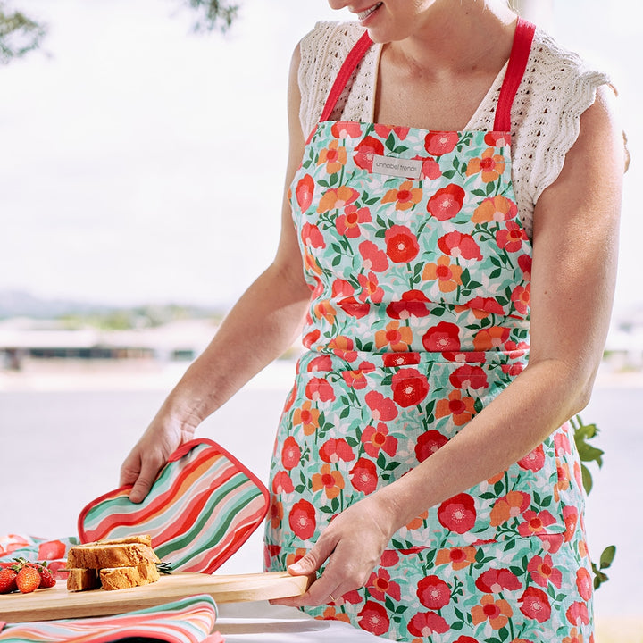 Oven Mitt - Single - Linen - Sherbet Poppies